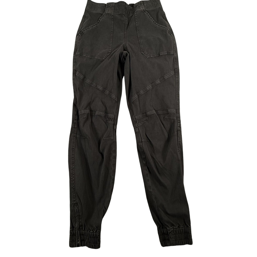 Spanx Pants Womens Medium Joggers Black Cotton Blend Zipper Cuff Stretch 27x27.5